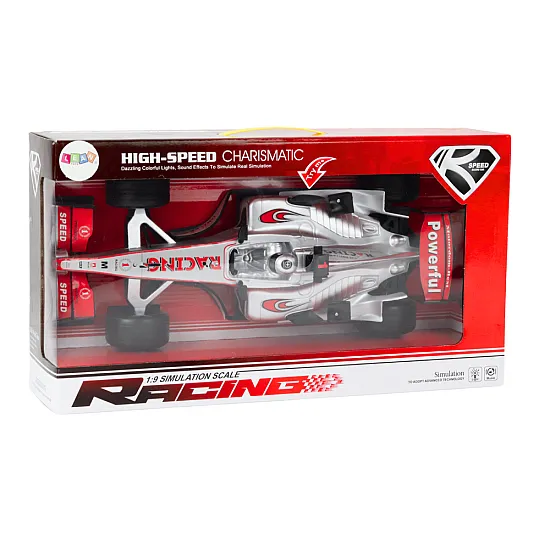 Racer Sports Car With 1:9 Drive Silver Sounds Leluautot