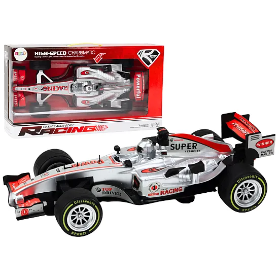 Racer Sports Car With 1:9 Drive Silver Sounds Leluautot