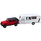 Set of Car Off-road Camper Metal Drive Lights Sounds Red 1:32 Rotaļlietu automašīnas