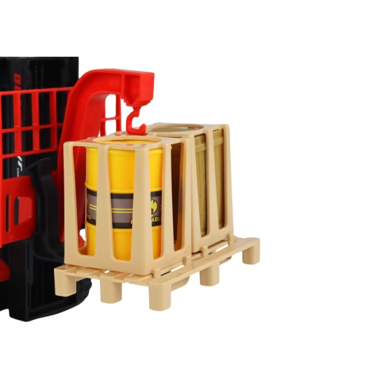Red Forklift 1:16 Moving Forks Sounds Lights Rotaļlietu automašīnas