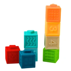 Gumijas sensorās attīstošās kluču komplekts mazajiem, 8 gab.