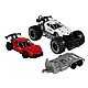 Set: White Off-Road Car, Red Sports Car, Tow Truck Rotaļlietu automašīnas