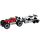 Set of Red Off-Road Car and White Sports Car Tow Truck Samochody-zabawki