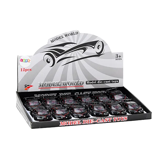 Sports Car Car 1:32 Action Figure Spoiler Metal Black Sounds Rotaļlietu automašīnas