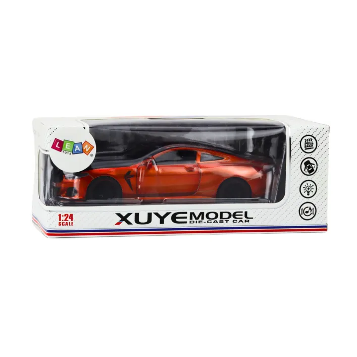 Sports Car Metal Friction Drive Openable Elements 1:24 Orange Rotaļlietu automašīnas
