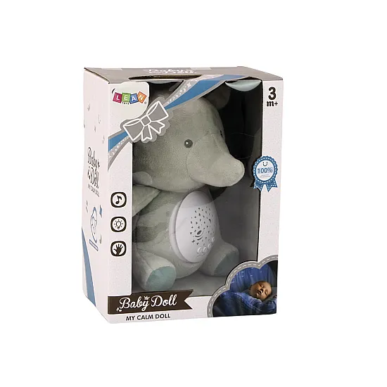 Teddy Bear Elephant Sleeping Melodies Light Star Projector Gray Plīša rotaļlietas