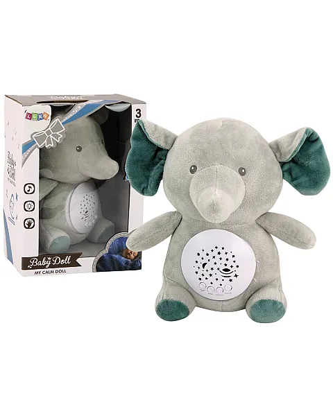 Teddy Bear Elephant Sleeping Melodies Gaismas zvaigžņu projektors pelēks