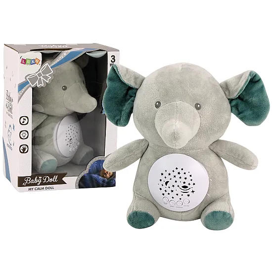 Teddy Bear Elephant Sleeping Melodies Light Star Projector Gray Plīša rotaļlietas