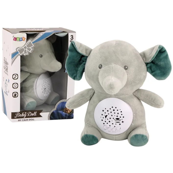 Teddy Bear Elephant Sleeping Melodies Light Star Projector Gray Plīša rotaļlietas