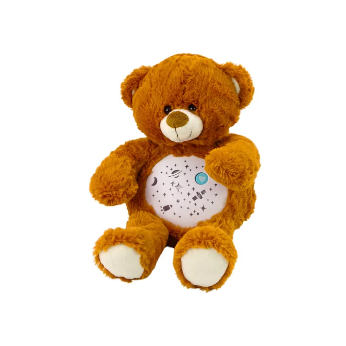 Teddy Bear Sleeping Lights Sounds Night and Day Mode Brown Plīša rotaļlietas