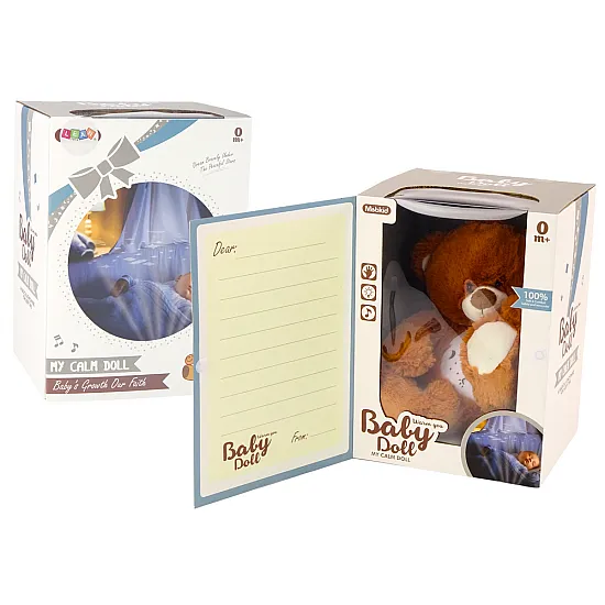 Teddy Bear Sleeping Lights Sounds Night and Day Mode Brown Plīša rotaļlietas