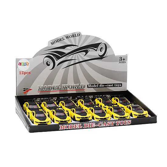 Toy Car Sports Car 1:32 Friction Drive Metal Yellow Samochody-zabawki