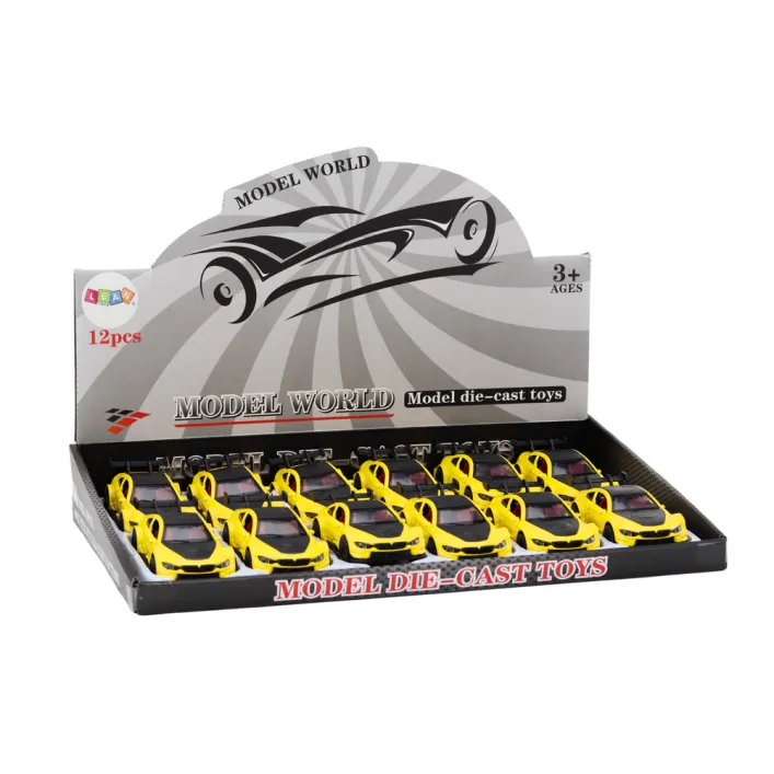 Toy Car Sports Car 1:32 Friction Drive Metal Yellow Rotaļlietu automašīnas