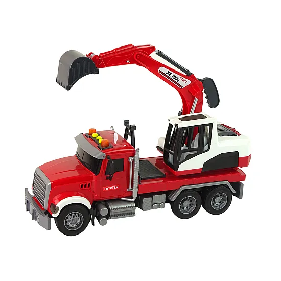 Truck With Excavator Tractor Excavator Sound Lights Rotaļlietu automašīnas