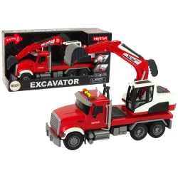 Kravas automašīna ar ekskavatoru Traktors Ekskavators Skaņas gaismas