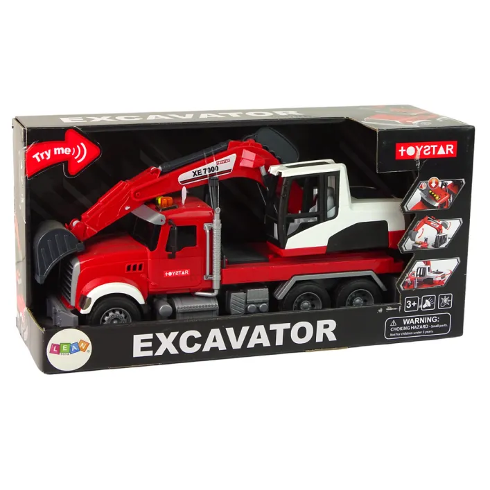 Truck With Excavator Tractor Excavator Sound Lights Rotaļlietu automašīnas