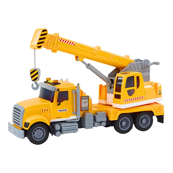 Truck Yellow Crane With Friction Drive Light and Sound Effects Leluautot
