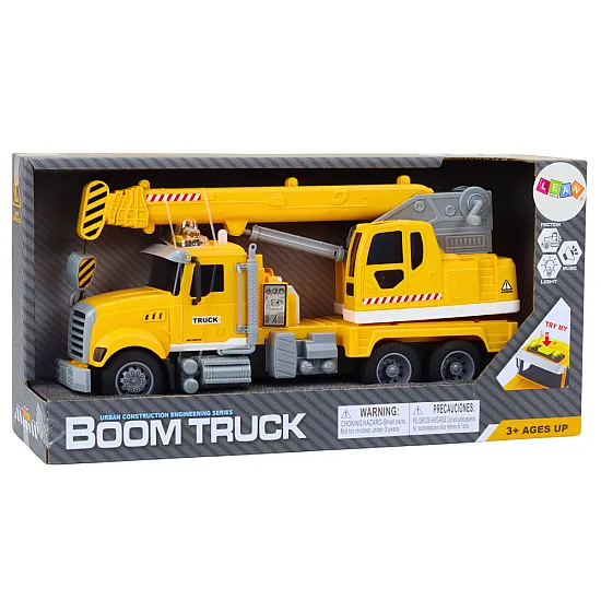 Truck Yellow Crane With Friction Drive Light and Sound Effects Leluautot