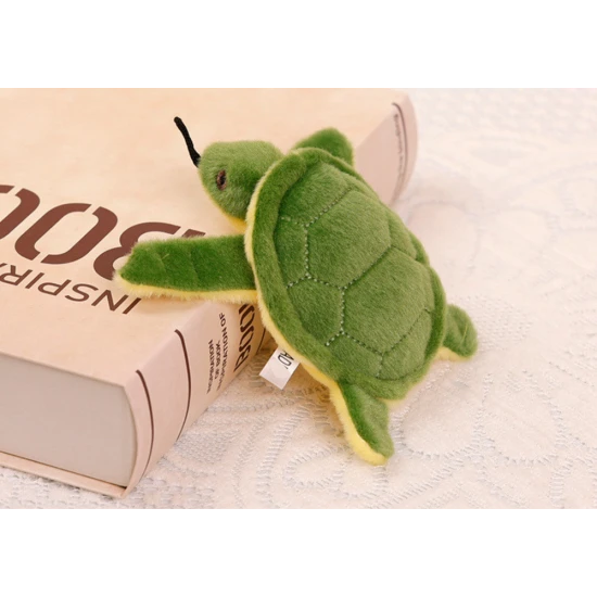 Turtle Plush Mascot Keychain Squeaker Green 15 Cm Plīša rotaļlietas