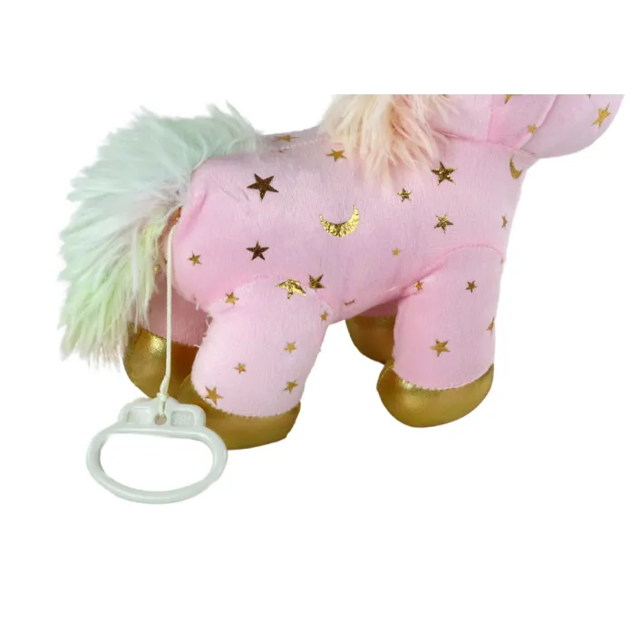 Unicorn Plush Sleeping Animal Lullaby Pink With Stars Set Plīša rotaļlietas