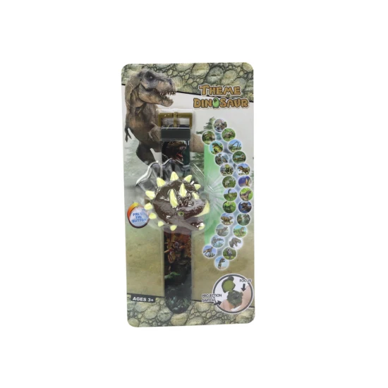 Brūna dinozaura pulkstenis ar projektoru Dinozauri