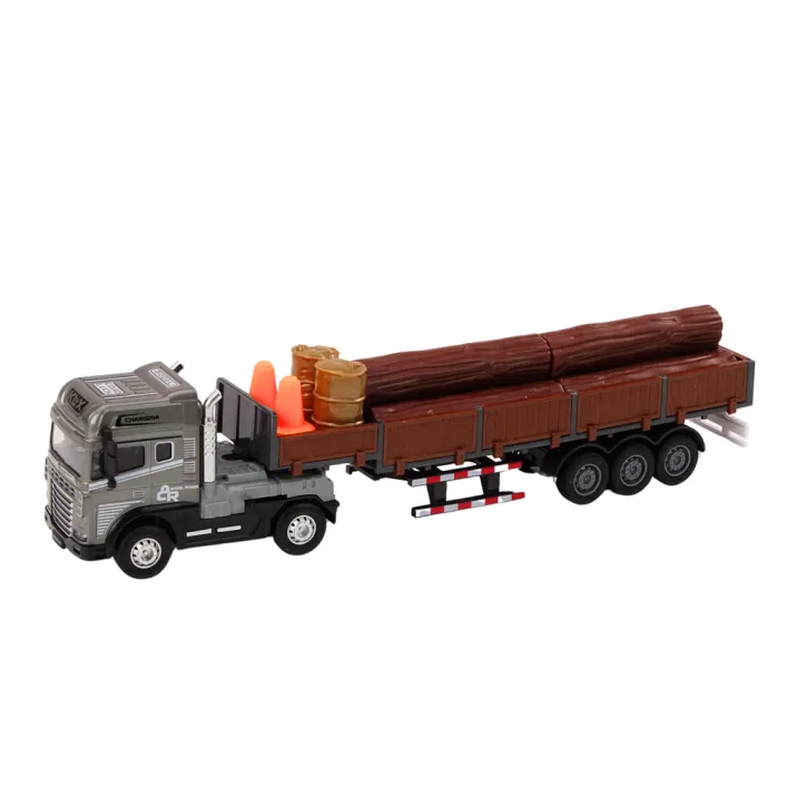 Wood Truck Truck Trailer 1:24 Wood Logs Sounds Lights Rotaļlietu automašīnas
