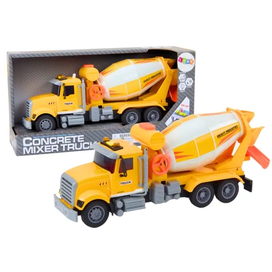 Yellow Concrete Mixer Truck With Friction Drive Light and Sound Effects Rotaļlietu automašīnas
