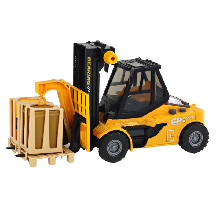 Yellow Forklift 1:16 Moving Forks Sounds Lights Rotaļlietu automašīnas