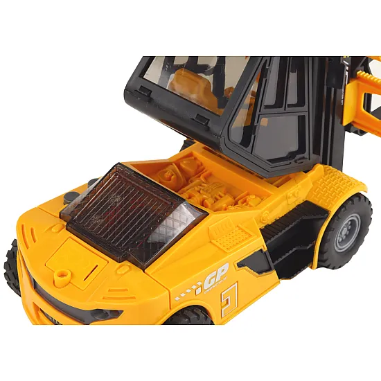 Yellow Forklift 1:16 Moving Forks Sounds Lights Rotaļlietu automašīnas