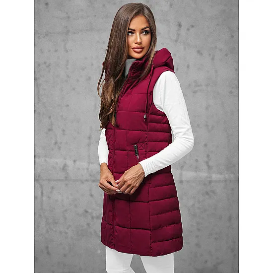 Sieviešu bordo krāsas stepēta veste Dona JS/16M9096/06Z