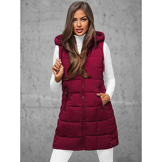 Sieviešu bordo krāsas stepēta veste Dona JS/16M9096/06Z