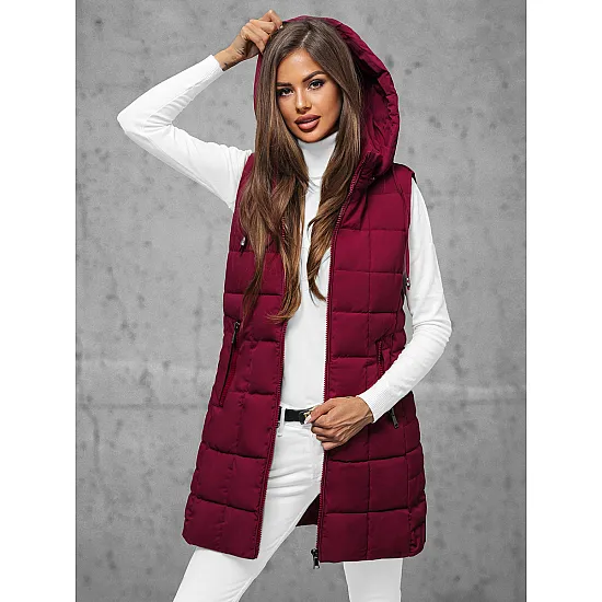 Sieviešu bordo krāsas stepēta veste Dona JS/16M9096/06Z