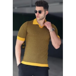 Dzeltens/melns vīriešu T-krekls Hippie