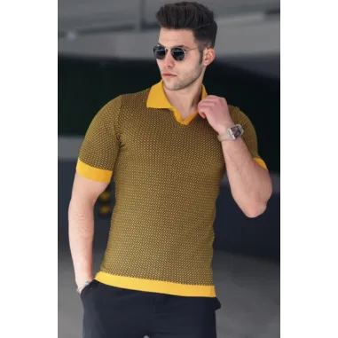 Dzeltens/melns vīriešu T-krekls Hippie PK5077 Premium