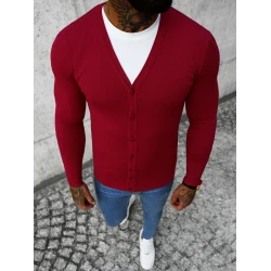 Bordo vīriešu džemperis ar pogām Otom