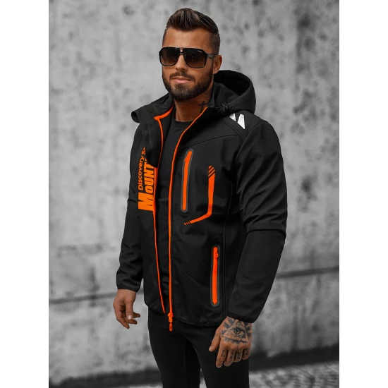 Vīriešu melna jaka ar oranžām detaļām Ero Vīriešu jakas un mēteļi