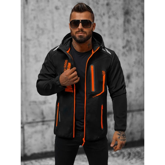 Vīriešu melna jaka ar oranžām detaļām Ero Vīriešu jakas un mēteļi