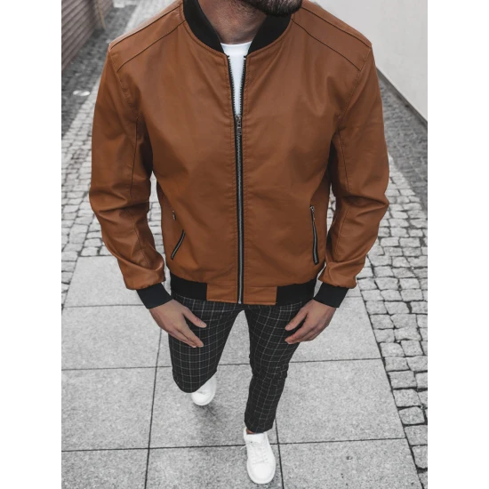 Karameļkrāsas eko ādas vīriešu jaka Lugon JB/JP1147