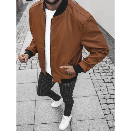 Karameļkrāsas eko ādas vīriešu jaka Lugon JB/JP1147